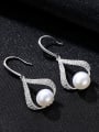 thumb 925 Sterling Silver Freshwater Pearl White Geometric Trend Drop Earring 3
