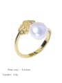 thumb Brass Freshwater Pearl Flower Cute Band Ring 0