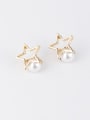 thumb Zinc Alloy Imitation Pearl White Star Minimalist Stud Earring 1
