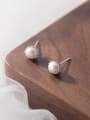 thumb 925 Sterling Silver Imitation Pearl Flower Minimalist Stud Earring 3