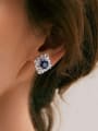 thumb 925 Sterling Silver Cubic Zirconia Geometric Dainty Cluster Earring 1