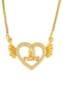 thumb Brass Cubic Zirconia Wing Vintage heart Pendant Necklace 1
