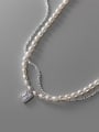 thumb 925 Sterling Silver Freshwater Pearl Irregular Minimalist Multi Strand Necklace 1