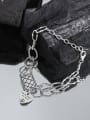 thumb 925 Sterling Silver Geometric Vintage Love square brand chain  Link Bracelet 1