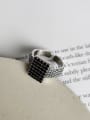 thumb 925 Sterling Silver Vintage Full Diamond Square Free Size Ring 0