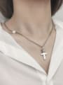thumb Vintage Sterling Silver With Antique Silver Plated Simplistic Cross Necklaces 2