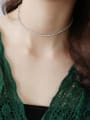 thumb 925 Sterling Silver Square Cubic Zirconia  Dainty Choker Necklace 1