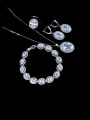 thumb Brass Cubic Zirconia Minimalist Geometric  Earring Ring and Necklace Set 1