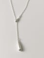 thumb 925 Sterling Silver Water Drop  Minimalist Tassel Necklace 2