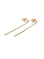 thumb Brass Geometric Tassel  Minimalist Threader Earring 0