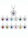 thumb 925 Sterling Silver Birthstone Heart Dainty Necklace 0