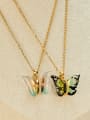 thumb Brass Glass Stone Butterfly Minimalist Necklace 2