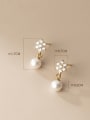 thumb 925 Sterling Silver Imitation Pearl Flower Minimalist Drop Earring 2