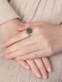 thumb 925 Sterling Silver Jade Flower Cute Band Ring 1