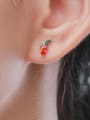 thumb 925 Sterling Silver Cubic Zirconia Cute Radish Cute Stud Earring 1