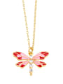 thumb Brass Enamel Dragonfly Trend Necklace 3