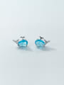 thumb 925 Sterling Silver Cubic Zirconia Dolphin Cute Stud Earring 3