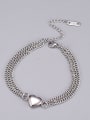 thumb Titanium Steel Heart Minimalist Bead Chain Strand Bracelet 0