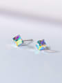 thumb 925 Sterling Silver Crystal Square Minimalist Stud Earring 0