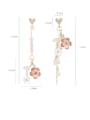 thumb Brass  Asymmetry Shell Multi Color Flower Trend Chandelier Earring 2