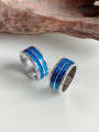 thumb 925 Sterling Silver Rhinestone Blue Round Minimalist Band Ring 0