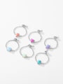 thumb 925 Sterling Silver Synthetic Opal Geometric Minimalist Band Ring 0