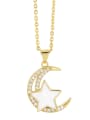 thumb Brass Shell Star Vintage Moon Pendant Necklace 1