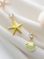 thumb 925 Sterling Silver With Platinum Plated Fashion Asymmetric Star Shell Drop Earrings 1