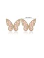 thumb Brass Cubic Zirconia Butterfly Dainty Stud Earring 3