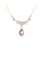 thumb 925 Sterling Silver  Micro zircon inlaid freshwater pearl necklace 0