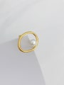 thumb Copper Imitation Pearl White Hollow Oval Minimalist Band Ring 2