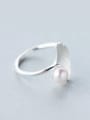 thumb 925 Sterling Silver Imitation Pearl Minimalist Ginkgo leaves Free Size Ring 2