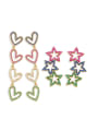 thumb Brass Cubic Zirconia  Vintage Five-Pointed Star  Heart Cluster Earring 0