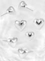 thumb 925 Sterling Silver Smooth Heart Minimalist Stud Earring 2