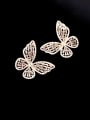 thumb Brass Cubic Zirconia Butterfly Statement Cluster Earring 0