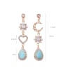 thumb Alloy With Rose Gold Plated Fashion MoonLove Asymmetry  Water Drop Drop Earrings 1