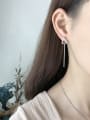 thumb 925 Sterling Silver  Vintage  Triangle Tassel Pearl  Threader Earring 3