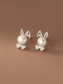 thumb 925 Sterling Silver Cubic Zirconia Rabbit Cute Stud Earring 0