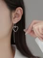 thumb 925 Sterling Silver Heart Tassel Minimalist Threader Earring 1
