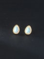 thumb 925 Sterling Silver Opal Water Drop Dainty Stud Earring 0