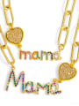 thumb Brass Cubic Zirconia Letter MAMA Minimalist Pendant Necklace 0