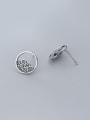 thumb 925 Sterling Silver Round Vintage  asymmetric Stud Earring 2