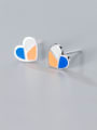 thumb 925 Sterling Silver Multi Color Enamel Heart Minimalist Stud Earring 3