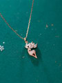 thumb 925 Sterling Silver With Cubic Zirconia Minimalist Deer Christmas Necklaces 0
