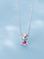 thumb 925 Sterling Silver  Cute Diamond Gold Fish Pendant Necklace 1