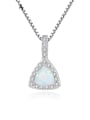 thumb 925 sterling silver simple triangle Opal Pendant Necklace 0