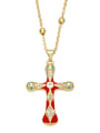 thumb Brass Cubic Zirconia Cross Vintage Regligious Necklace 2