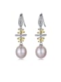 thumb 925 Sterling Silver Freshwater Pearl White Round Trend Hook Earring 0