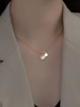 thumb 925 Sterling Silver Cats Eye Round Minimalist Necklace 1