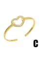 thumb Brass Cubic Zirconia Heart Geometric Vintage Cuff Bangle 3